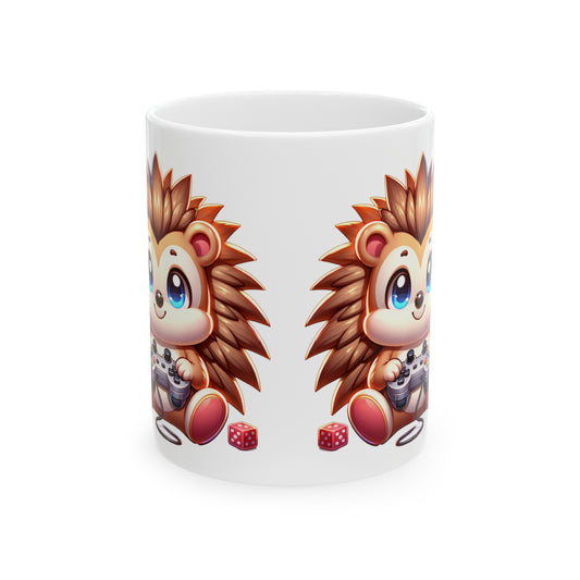 Hedgehog Gamer Ceramic Mug, 11oz