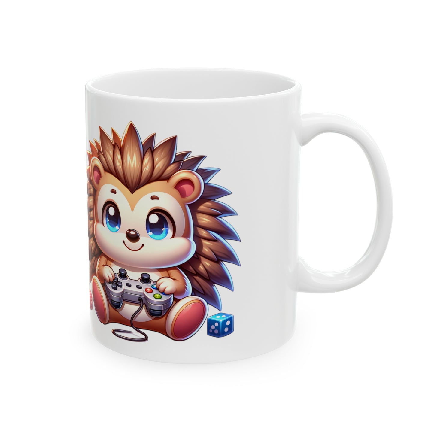 Hedgehog Gamer Ceramic Mug, 11oz