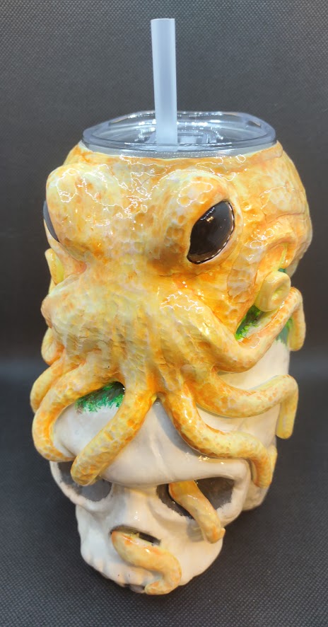 Octopus & Skull 3D Sculpted Tumbler